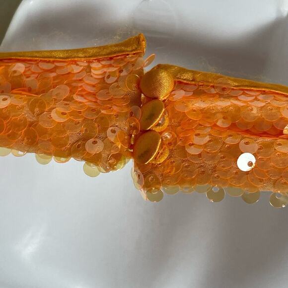 Caroline Constas Orange Sequin Halter‎ Midi Dress M Fairy Ethereal Statement - Picture 7 of 12